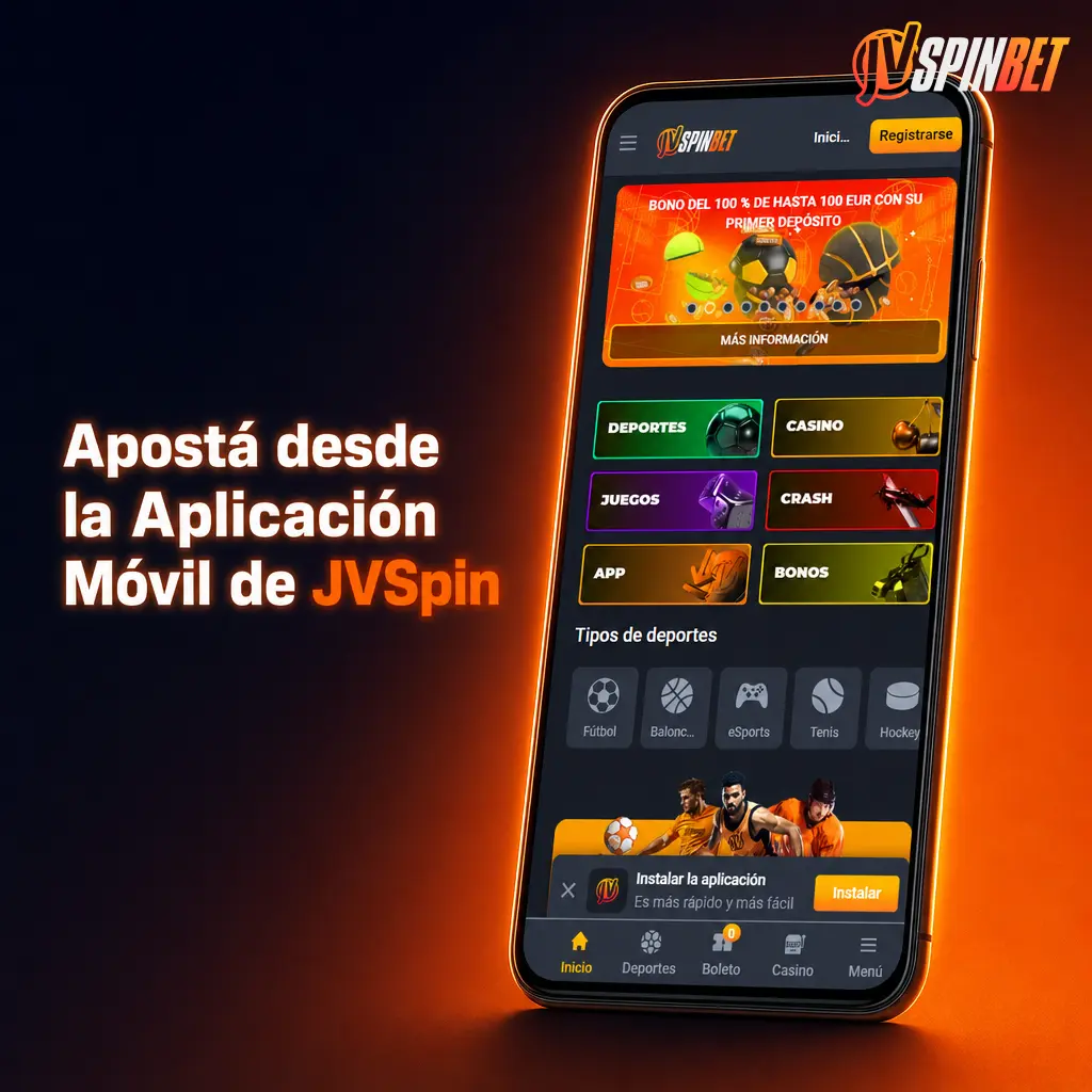 Apostá en vivo desde la app móvil de JVSpin: mismas cuotas, cash out y estadísticas, optimizado para Android e iOS.