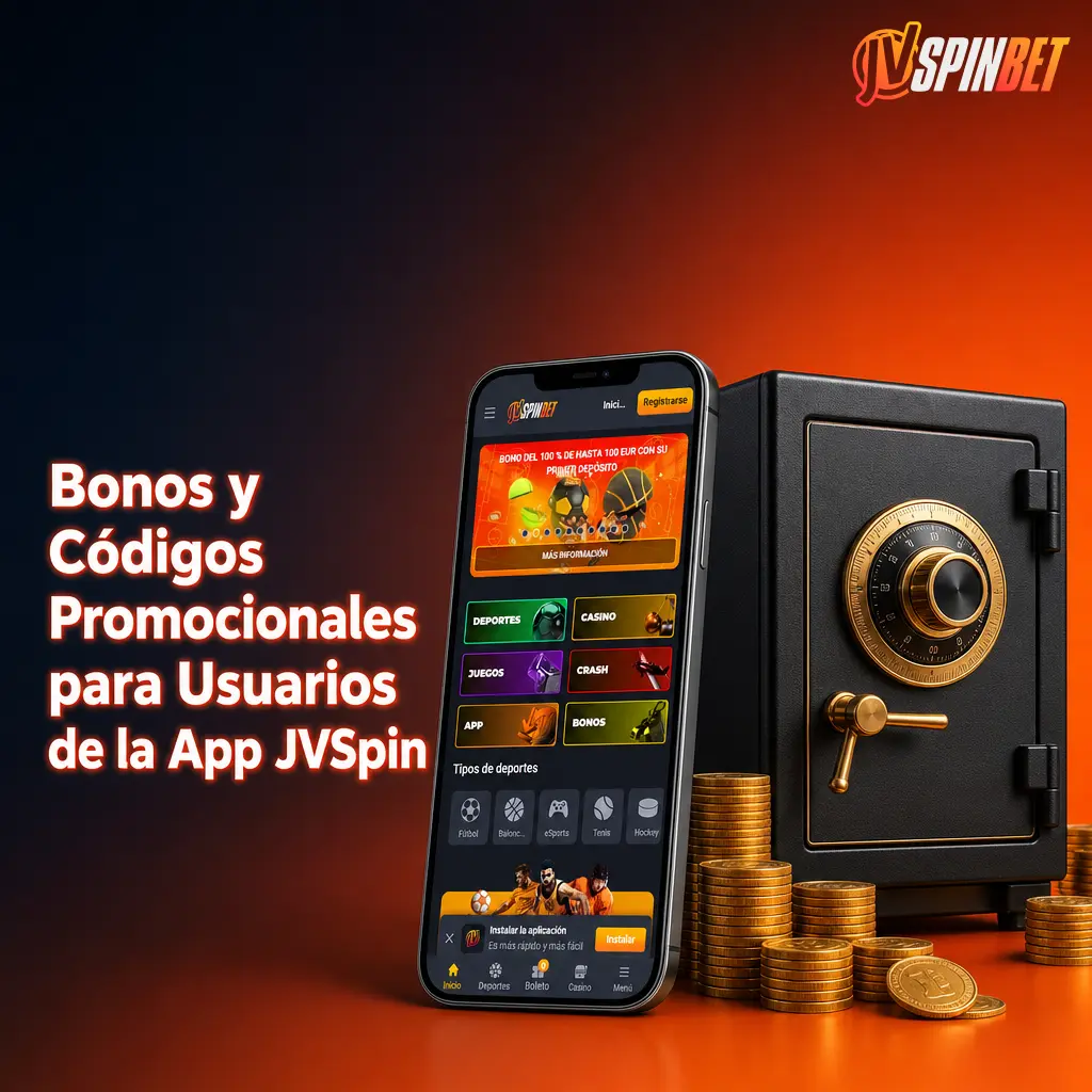 Bonos y códigos promocionales en la app JVSpin: bienvenida +200%, cashback y ofertas exclusivas para usuarios móviles.